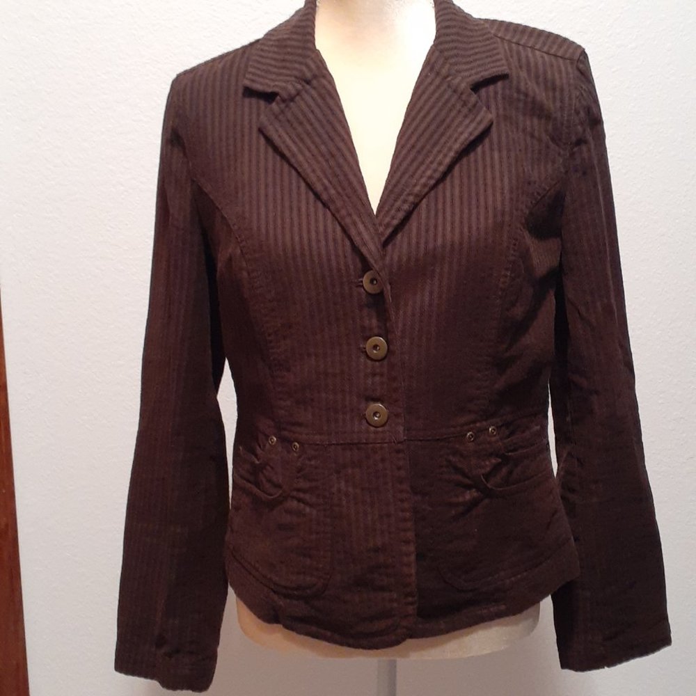 Christopher & Banks Brown Corduroy Type Button Women's Jacket - Size Small